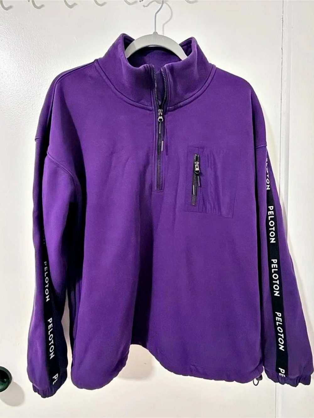 Peloton Purple Half-Zip Fleece Pullover & Side-Stripe Shorts Set & Shorts Set